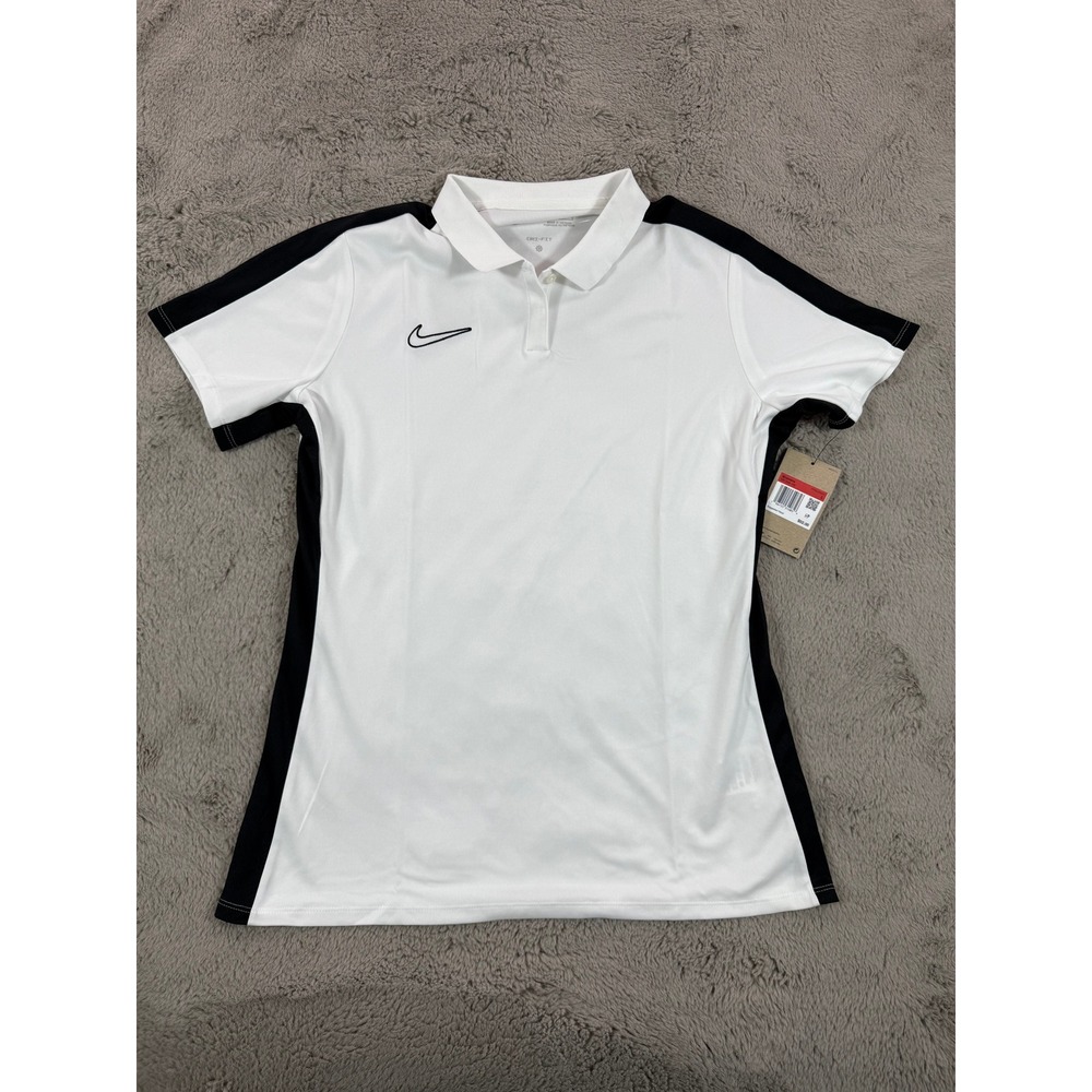 NWT Nike Dri-FIT Academy‎ Soccer Polo Shirt White Black Women's Size L Outdoor
